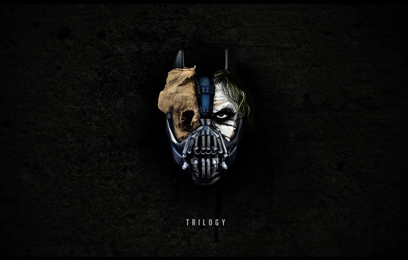 Фото обои Batman, Joker, Bane, Batman Trilogy, scarecrow