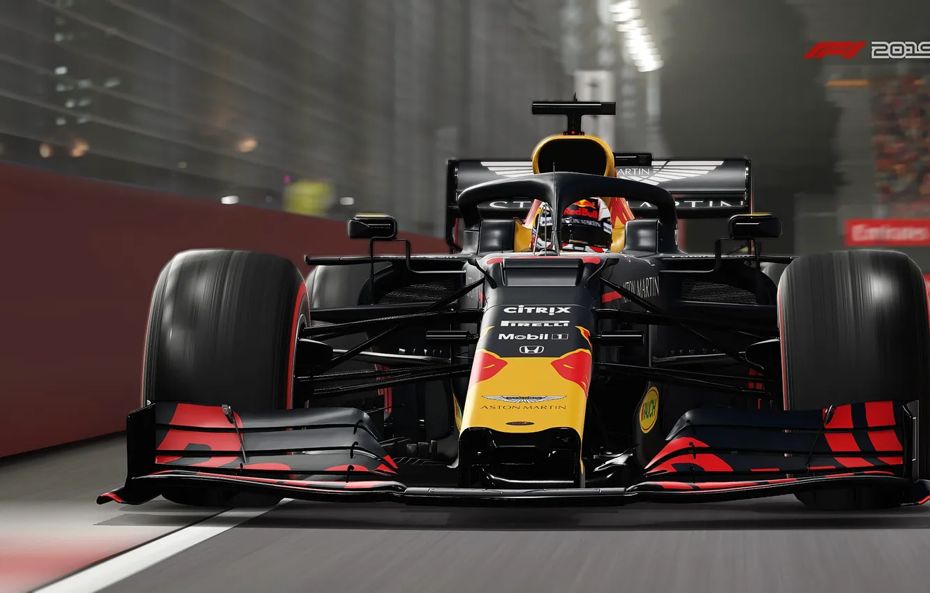 Фото обои трасса, гоночный автомобиль, F1 2019, Red Bull RB15