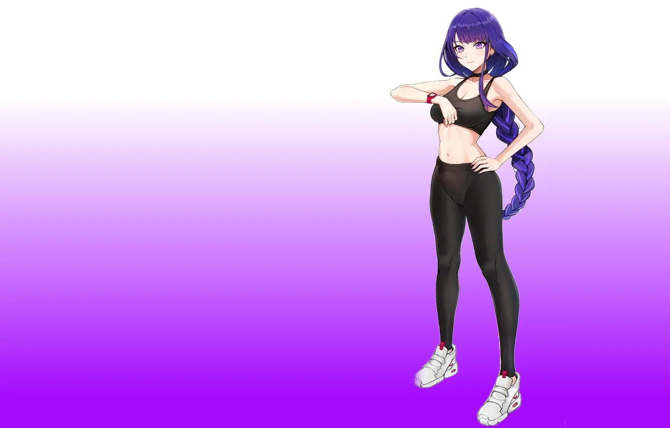 Фото обои girl, hot, sexy, anime, pretty, purple, raiden, babe
