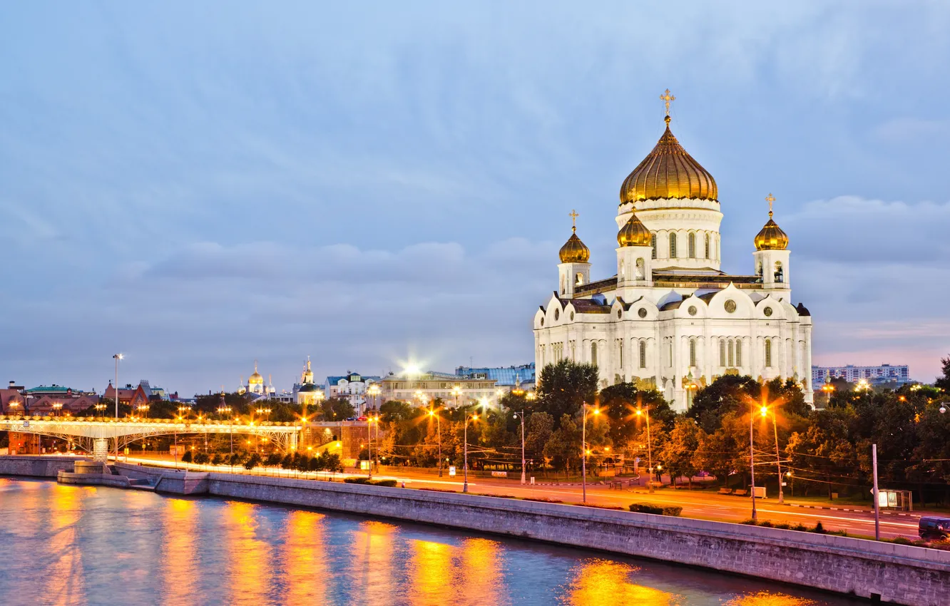 Фото обои city, colorful, cloud, cross, dawn, dome, church, christ