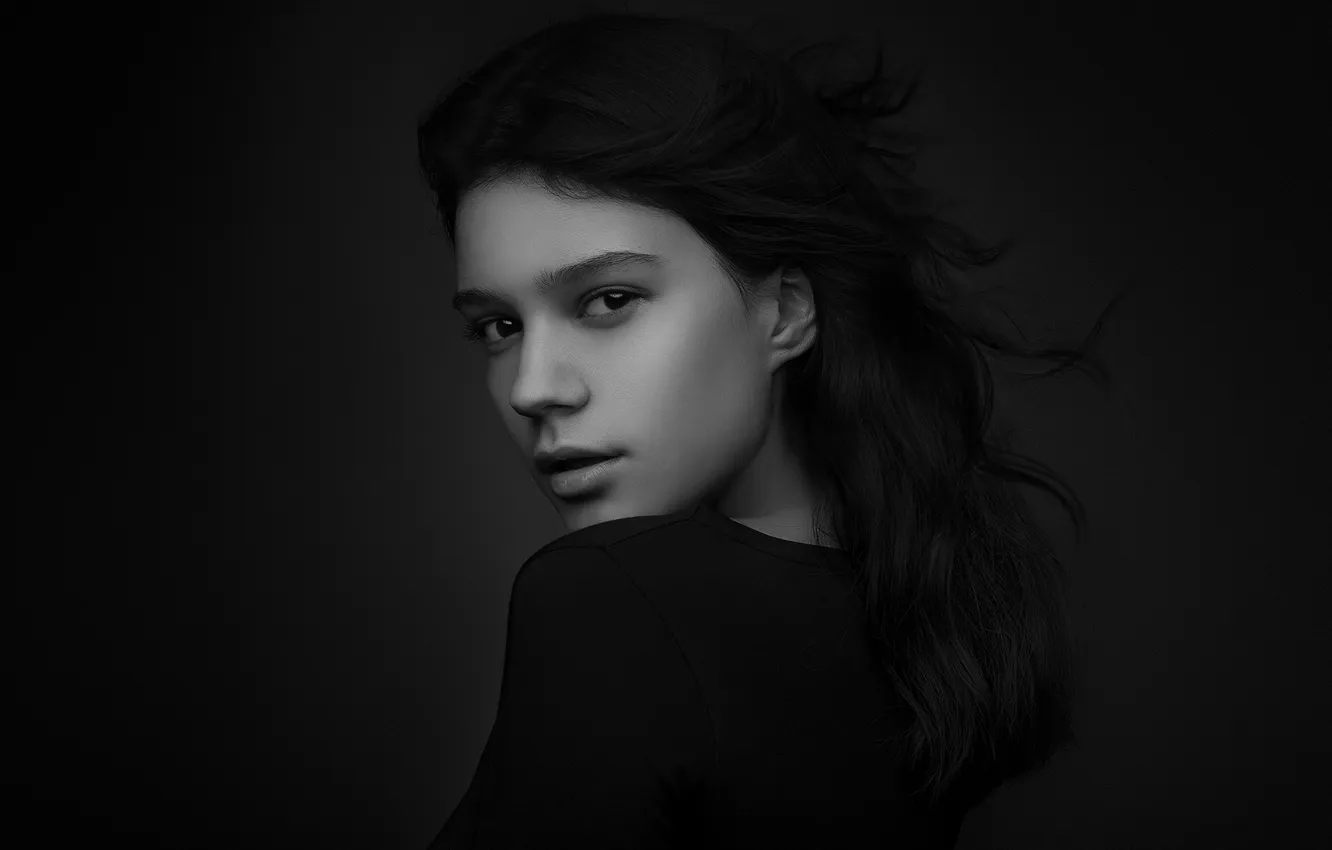 Фото обои портрет, чёрно-белое, Christine, Руслан Рахматов