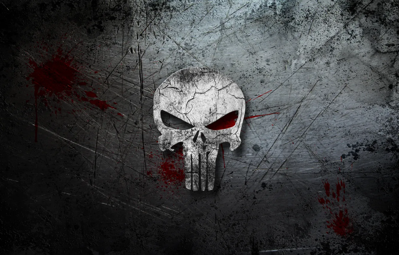 Фото обои фон, кровь, череп, царапины, The Punisher, Каратель