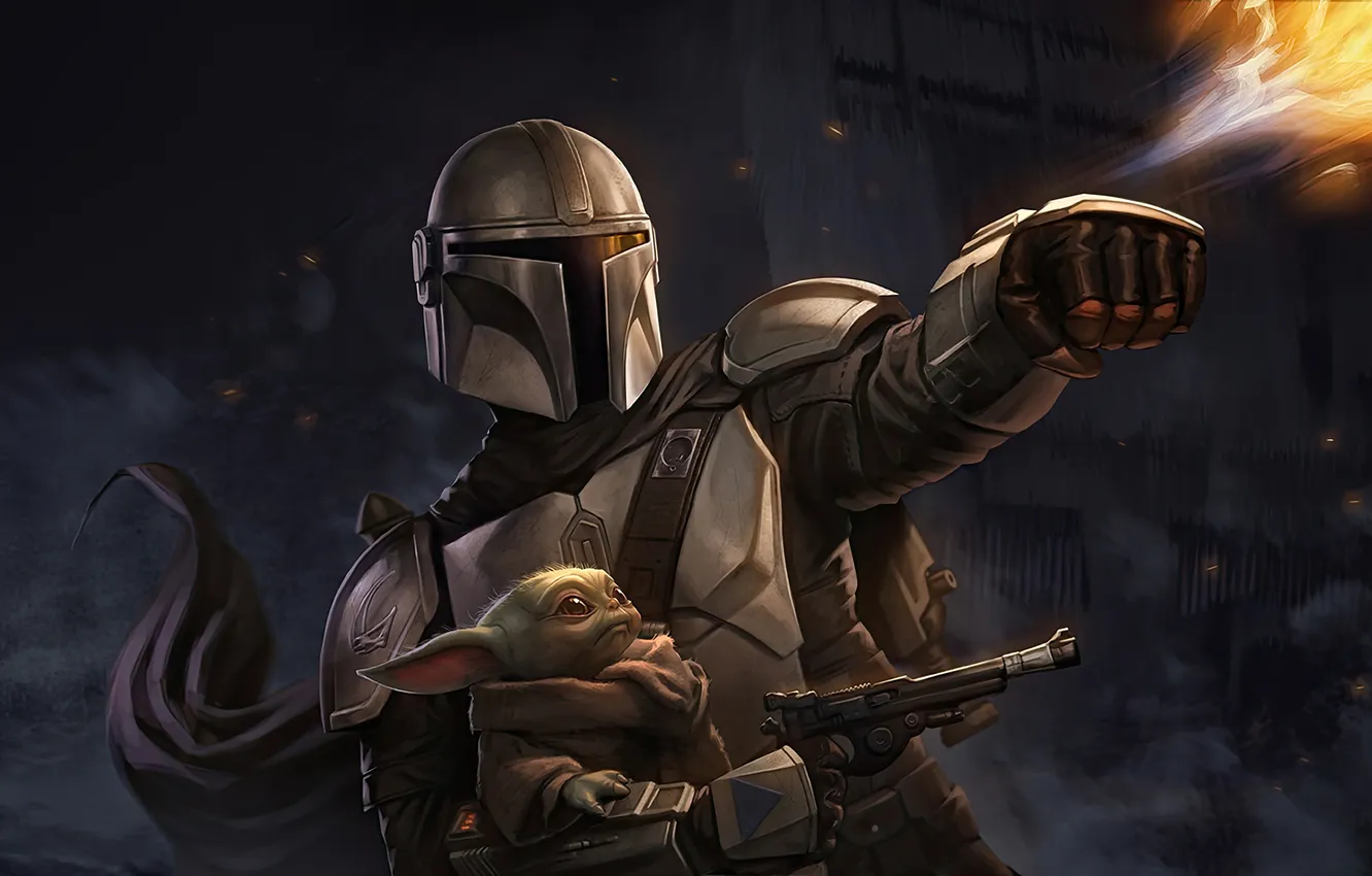 Фото обои baby, yoda, mandalorian