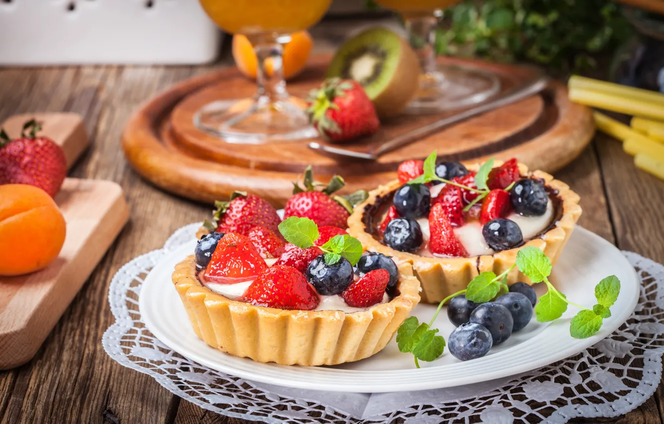 Фото обои ягоды, черника, клубника, корзинка, десерт, сладкое, sweet, cream