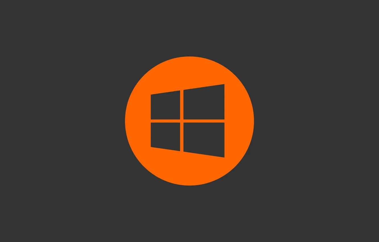 Фото обои оранжевый, серый, логотип, windows, минимал, пуск
