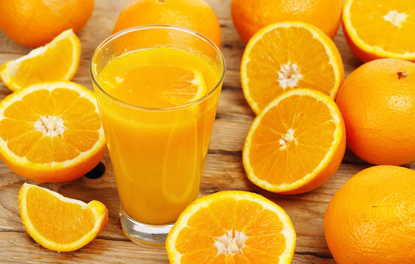 Фото обои стакан, апельсины, сок, напиток
