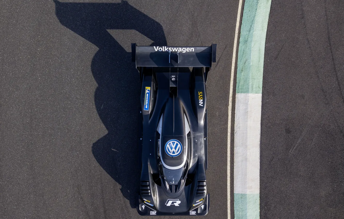 Фото обои чёрный, Volkswagen, прототип, prototype, вид сверху, 2018, I.D. R