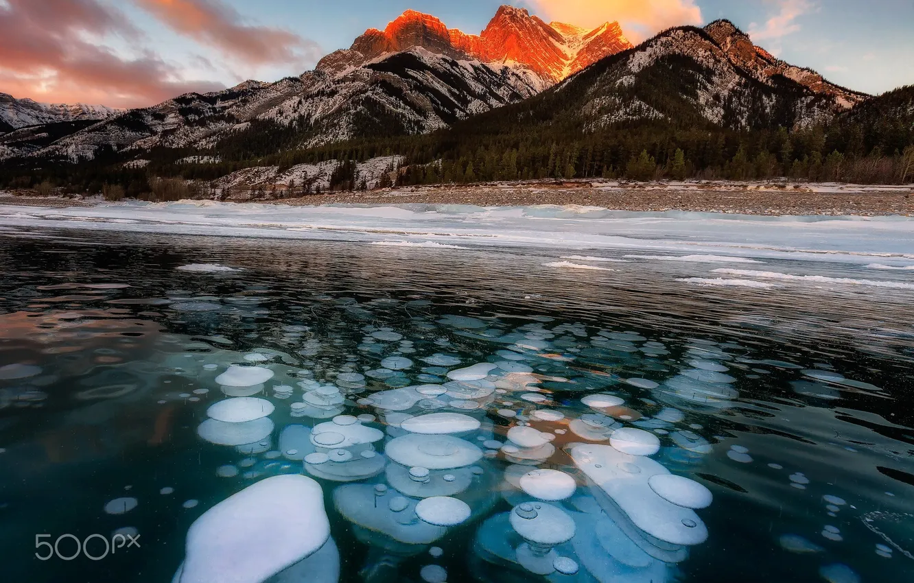 Фото обои зима, горы, природа, лёд