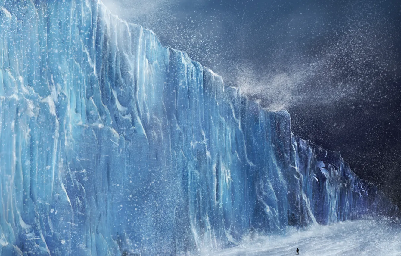 Фото обои зима, человек, буря, ледник, europa