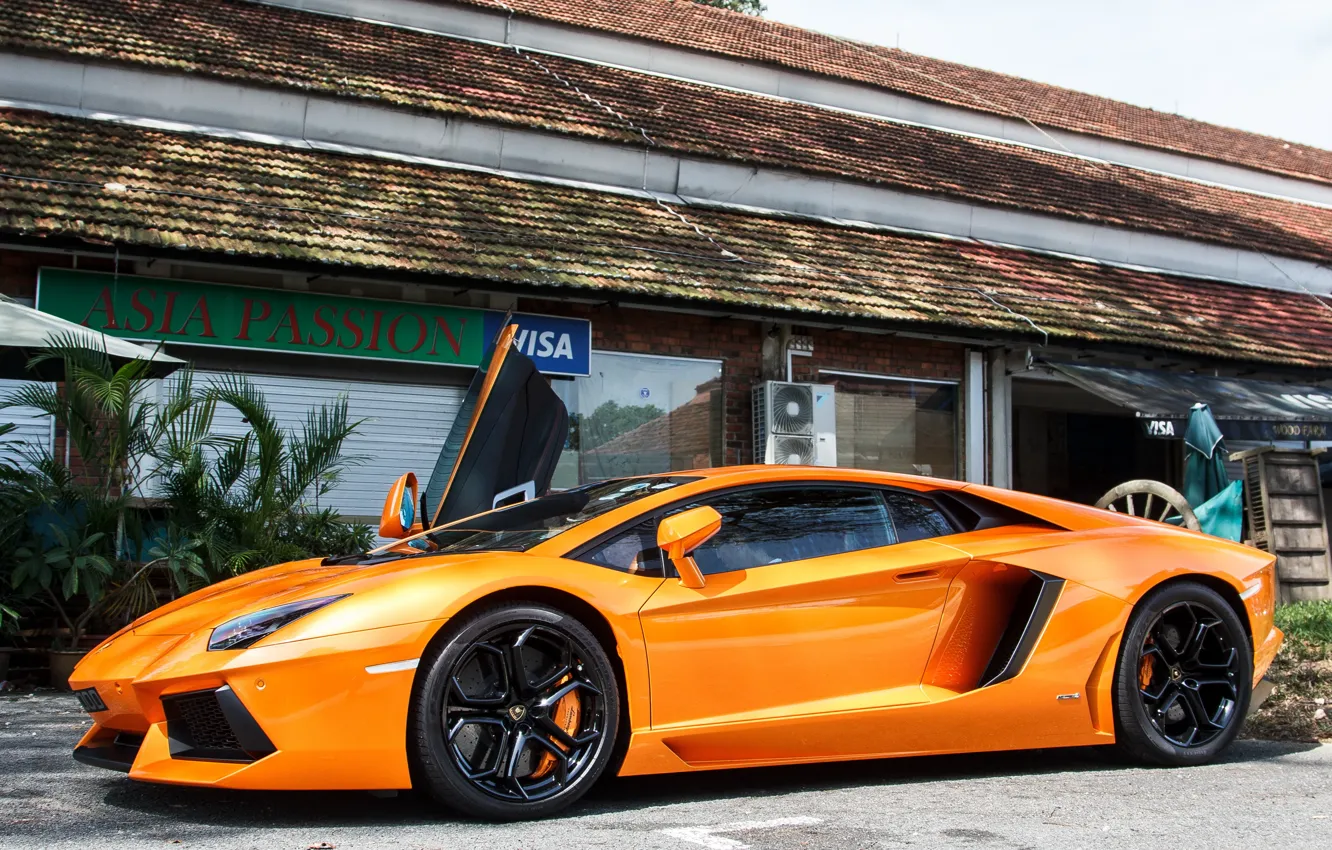 Фото обои Lamborghini, Orange, LP700-4, Aventador