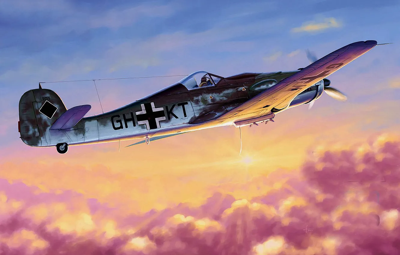 Фото обои war, art, ww2, german aircraft, fw 190, focke wulf, second world war, german fighter