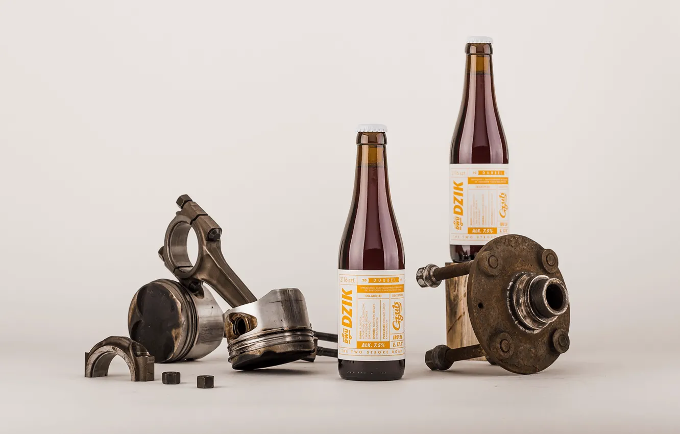 Фото обои бутылки, шпильки, запчасти, Gzub Craft Brewery, Beer Design
