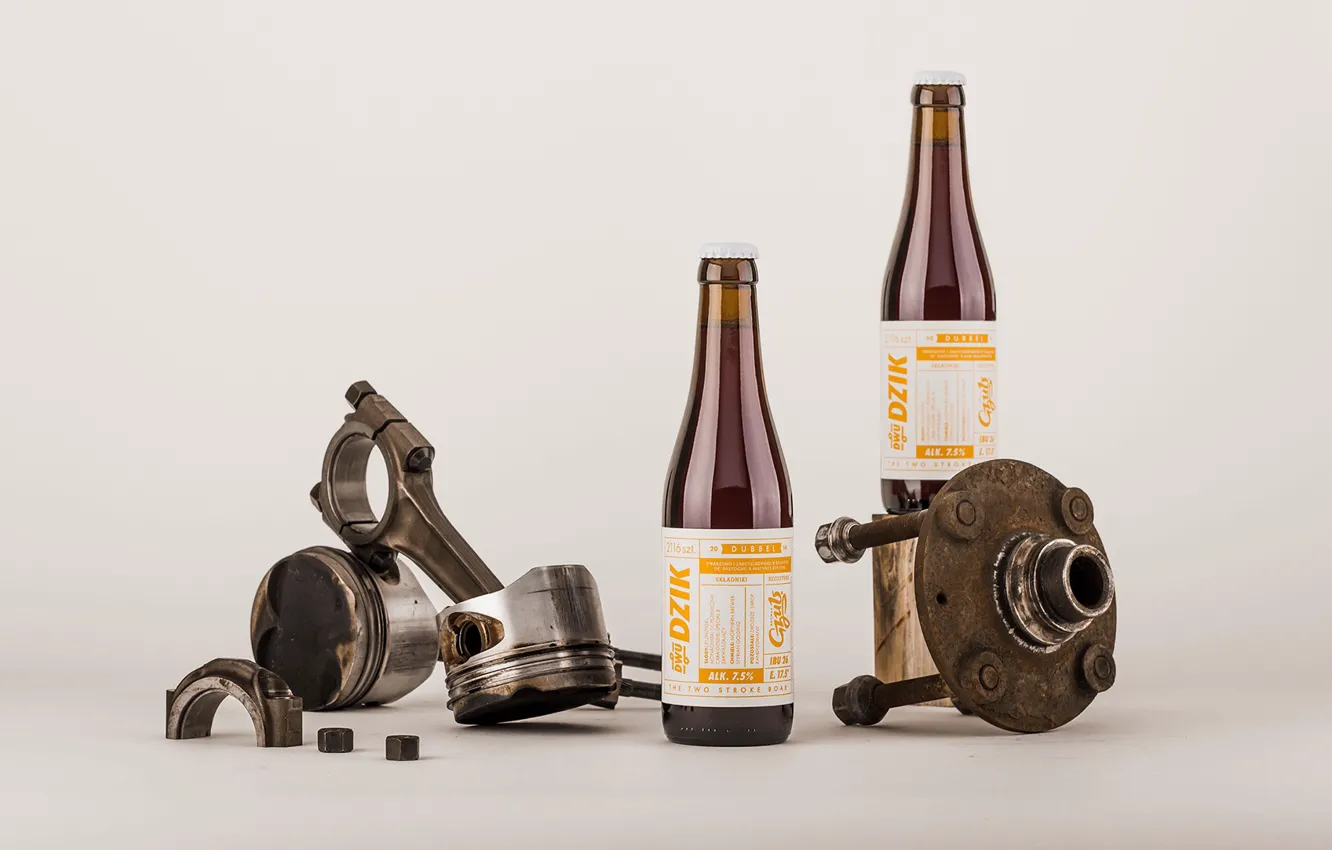 Фото обои бутылка, шпильки, запчасти, Gzub Craft Brewery, Beer Design