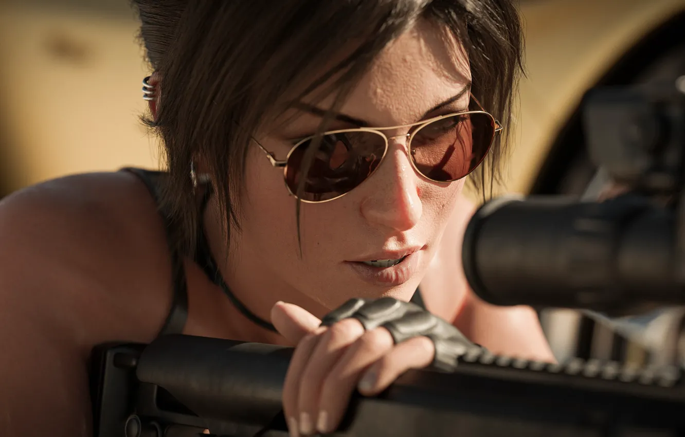 Фото обои lara croft, tomb raider, art, sniper, female, sniper girl, kisx