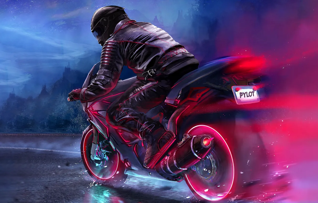 Cyberpunk motorcycle art фото 55