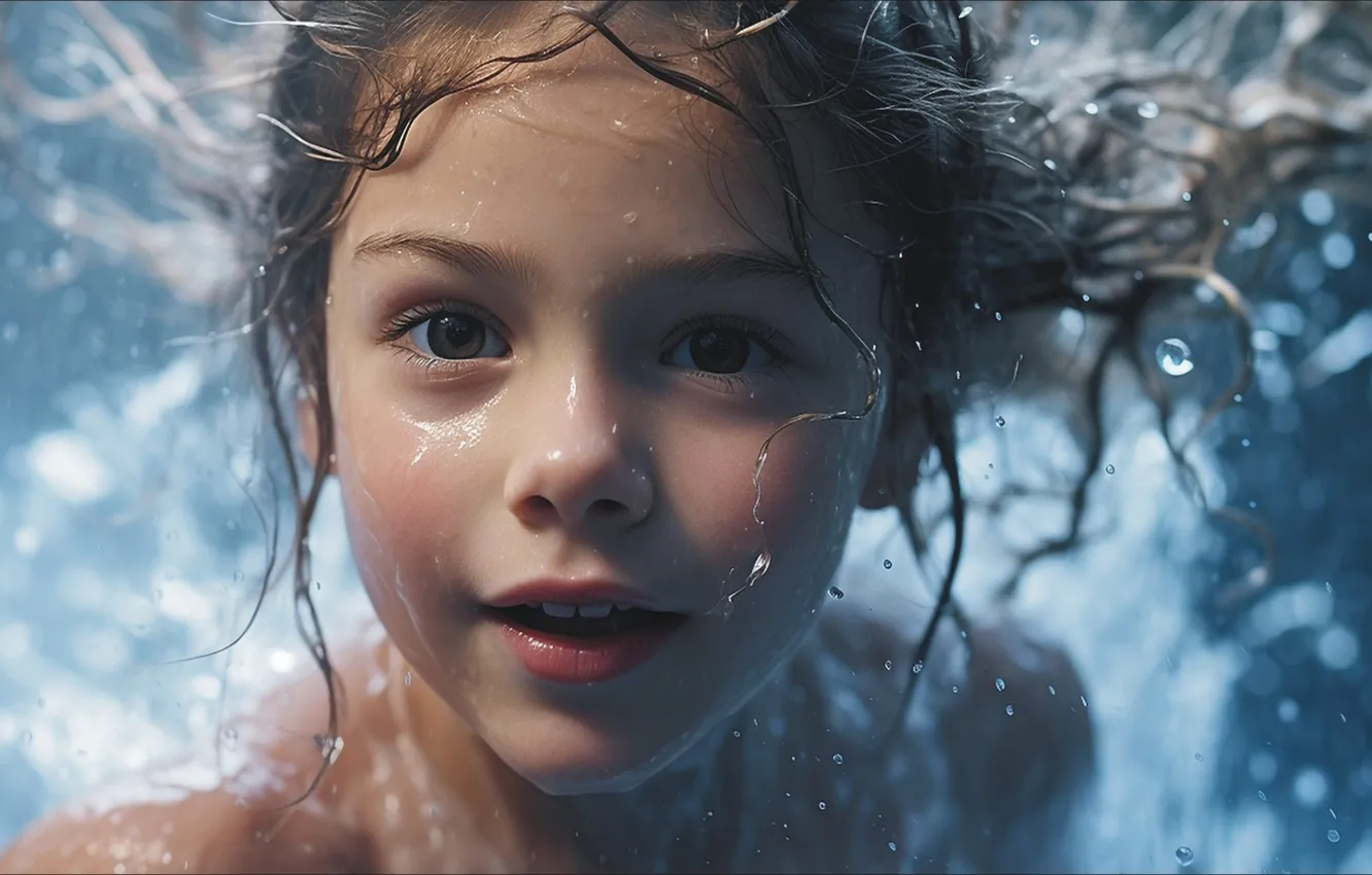 Фото обои фантастика, русалка, портрет, девочка, ART, girl, mermaid, portrait