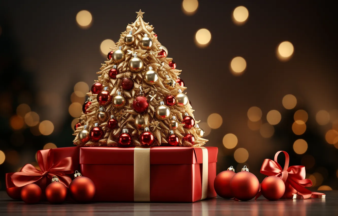 Фото обои елка, Рождество, подарки, Новый год, Christmas, tree, decoration, gift boxes