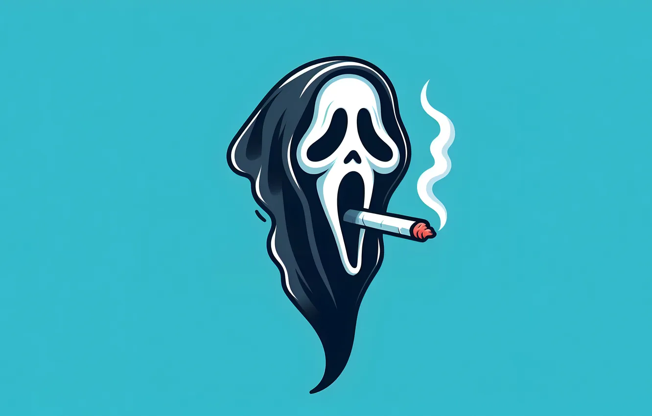 Фото обои ghost, smoke, face, cigar