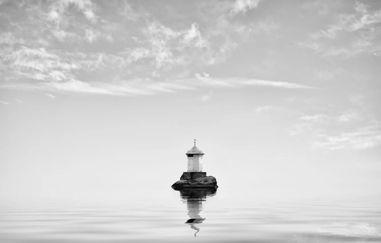 Фото обои вода, отражение, маяк, остров, water, island, reflection, lighthouse