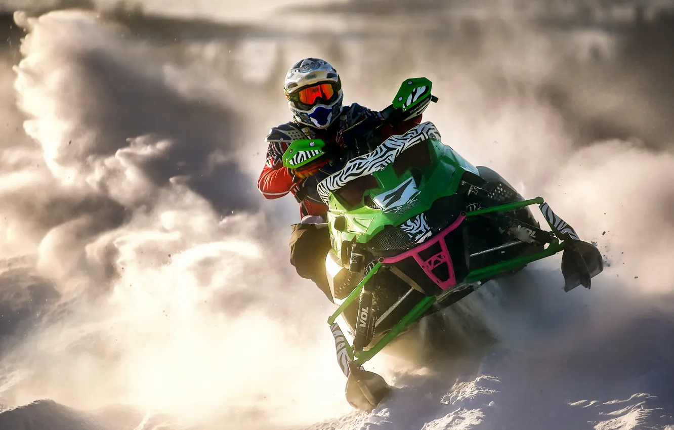 Фото обои снег, спорт, снегоход