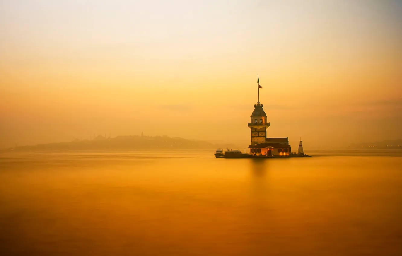 Фото обои пролив, маяк, Стамбул, Турция, Босфор