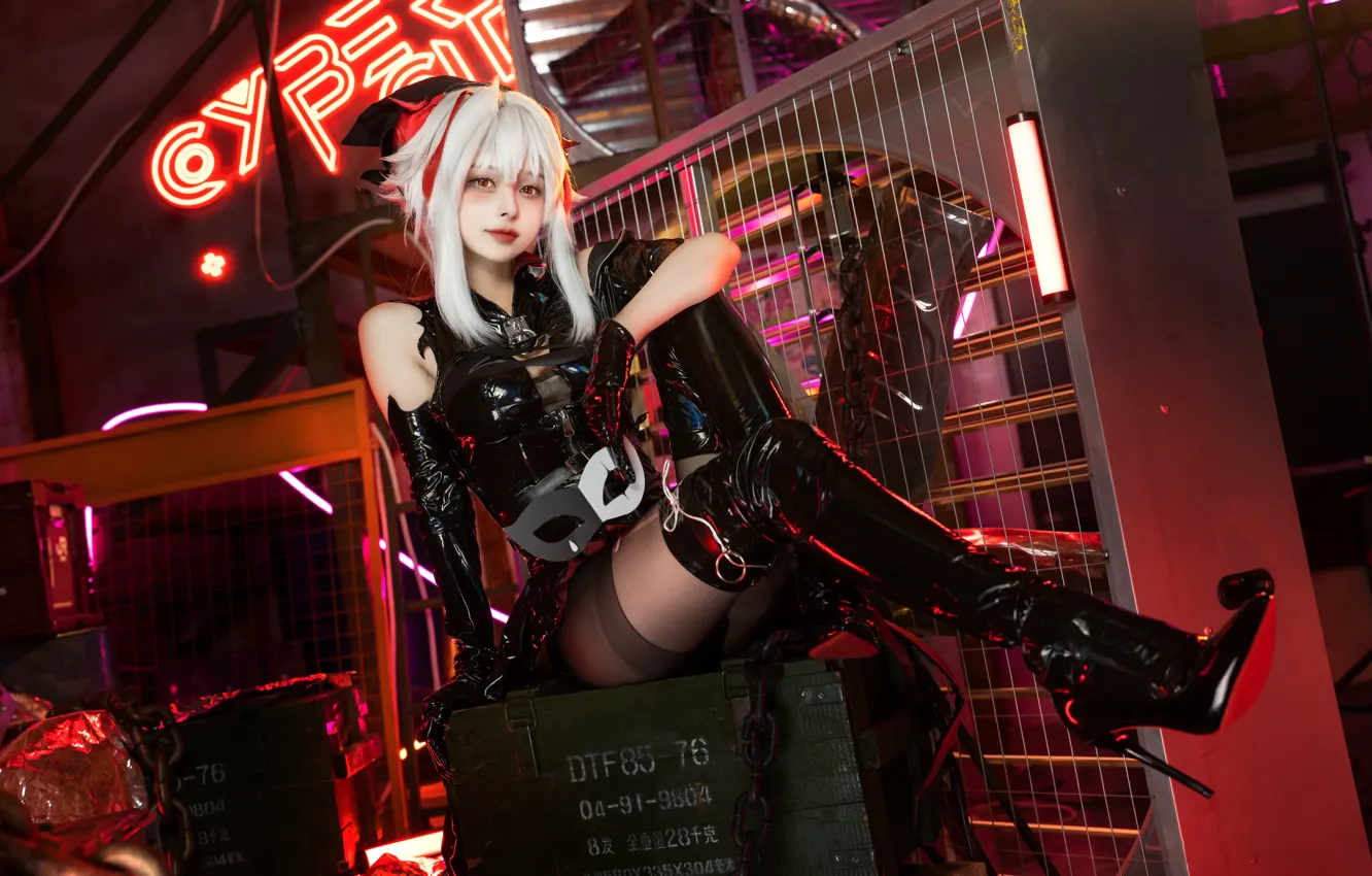 Фото обои women, cosplay, asian, high heels, pantyhose