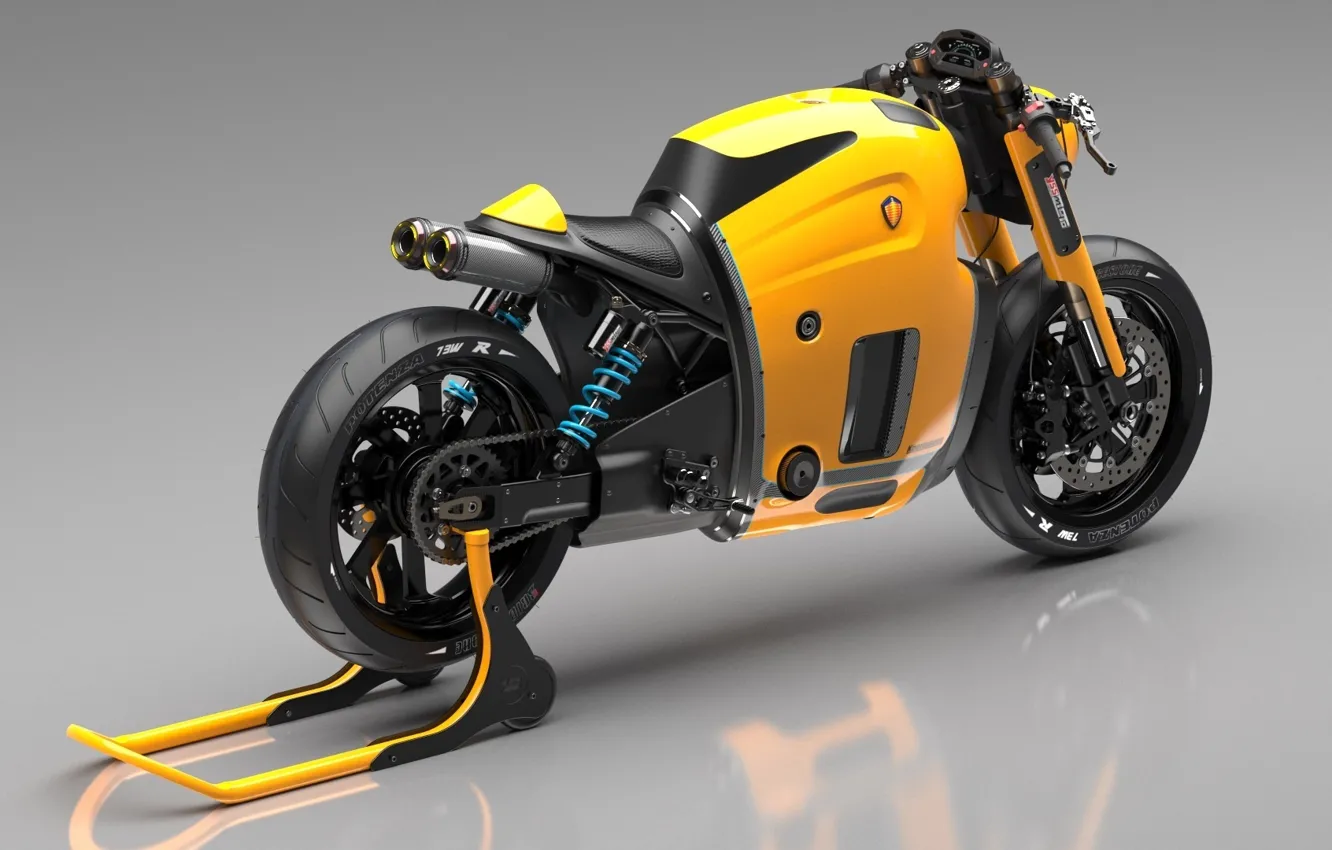 Фото обои Concept, Koenigsegg, Yellow, Bike, Wheels, Brake, Rear