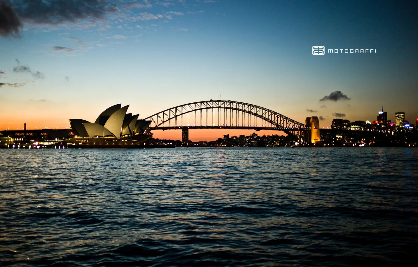 Фото обои закат, мост, Австралия, Сидней, Motograffi Photography, оперный театр