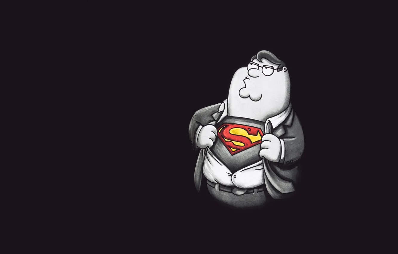 Фото обои темный фон, superman, Гриффины, супермен, Family Guy, Peter Griffin