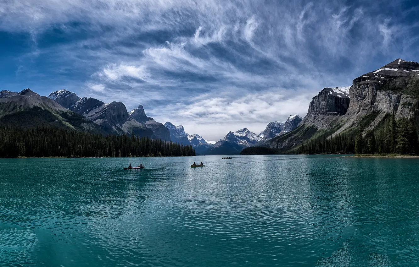 Фото обои Канада, Альберта, Alberta, Jasper National Park, Canadian Rockies, Maligne Lake