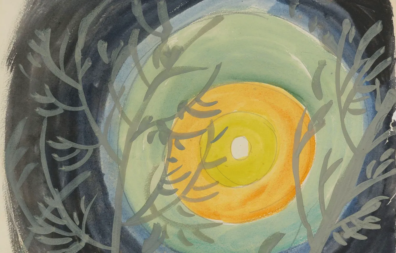Фото обои 1916, Autumn Moon, Charles Ephraim Burchfield, вижионаризм