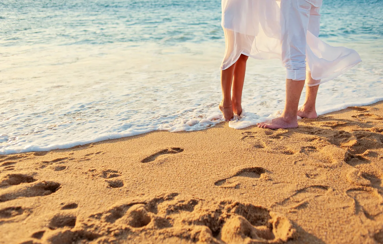 Фото обои песок, море, пляж, любовь, пара, love, happy, people