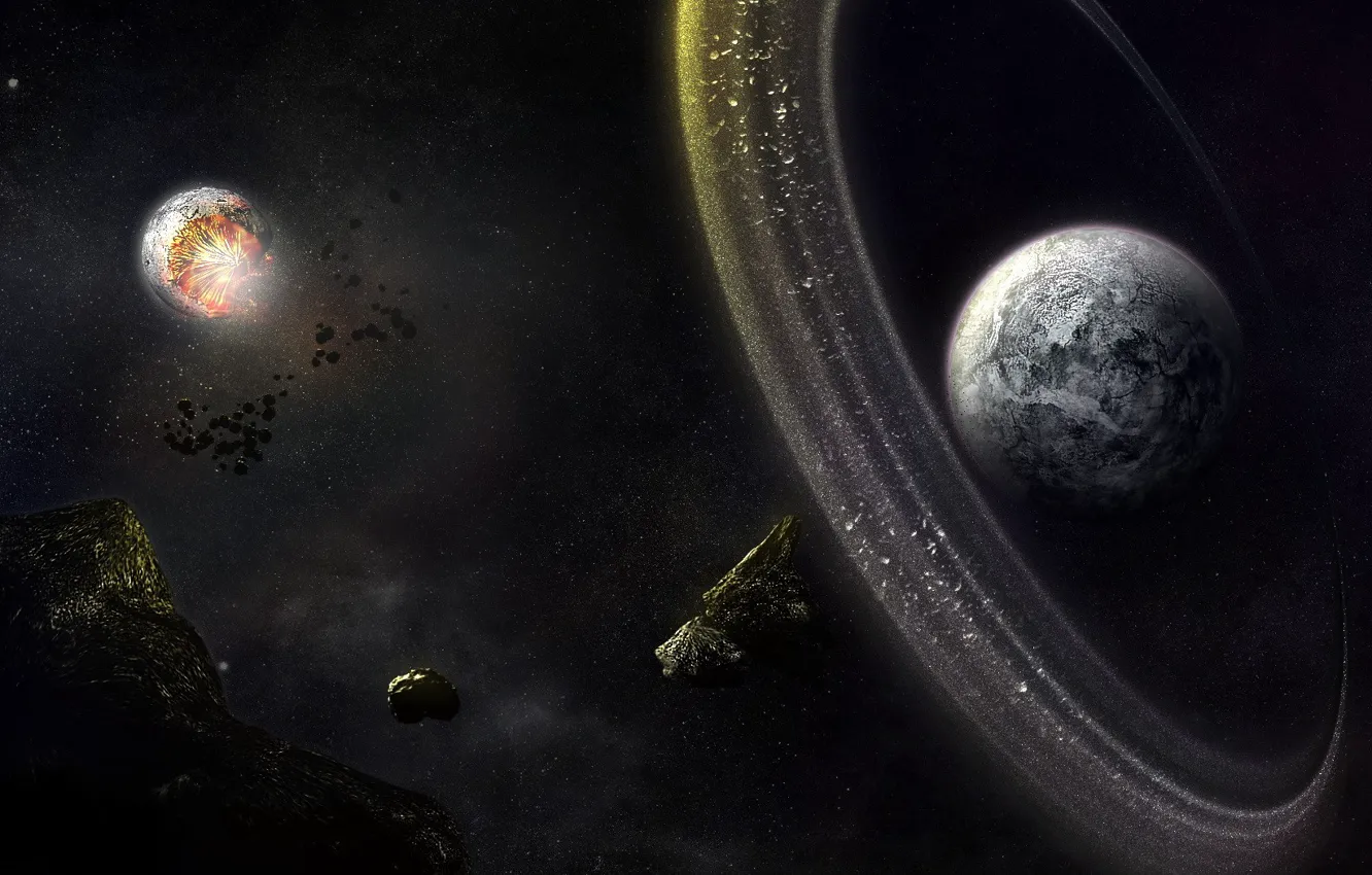 Фото обои планеты, астероиды, пояс