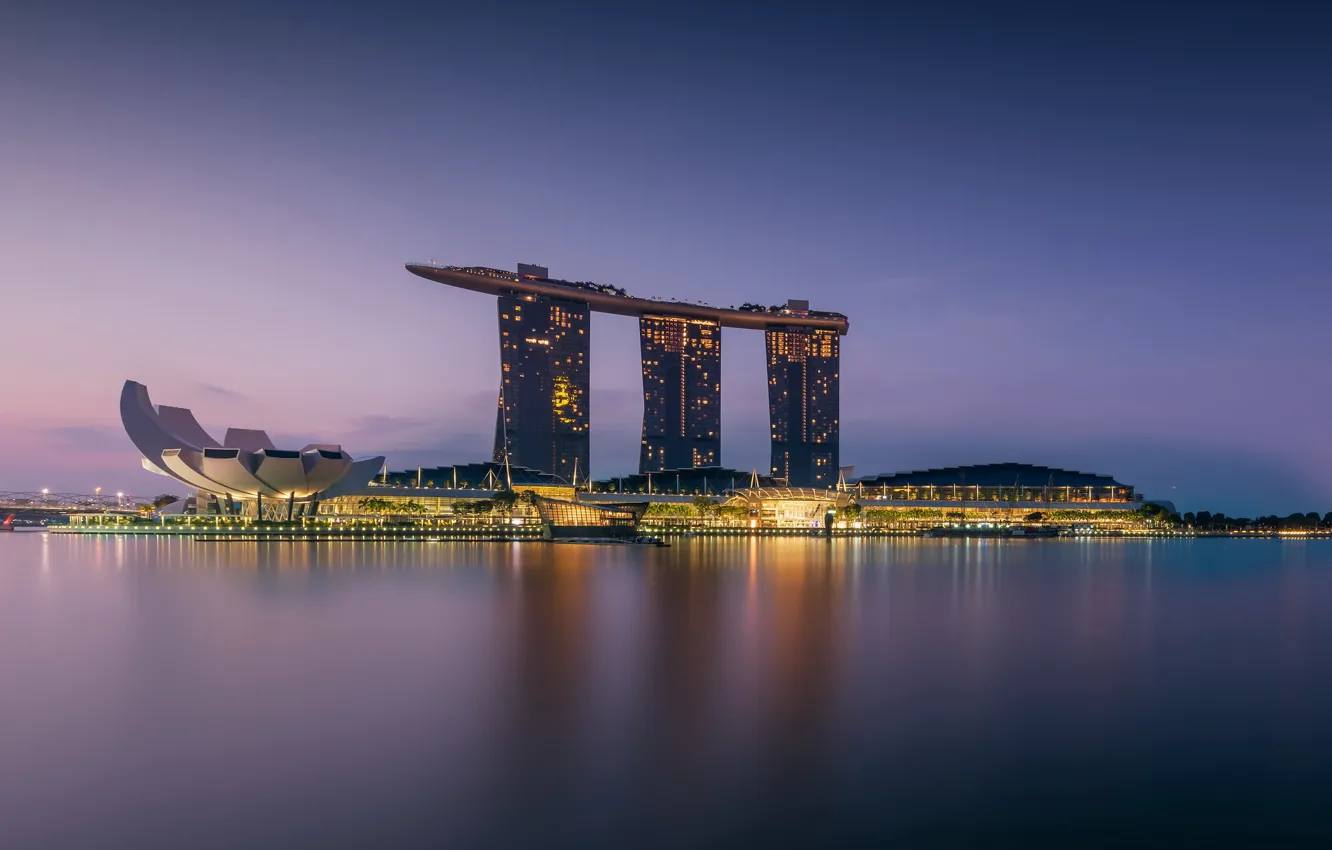 Фото обои Singapore, architecture, Morning, Marina Bay