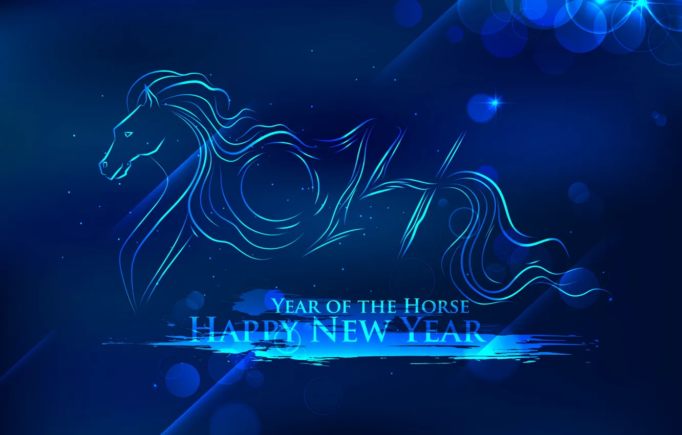 Фото обои синий, фон, праздник, Новый год, 2014, год лошади