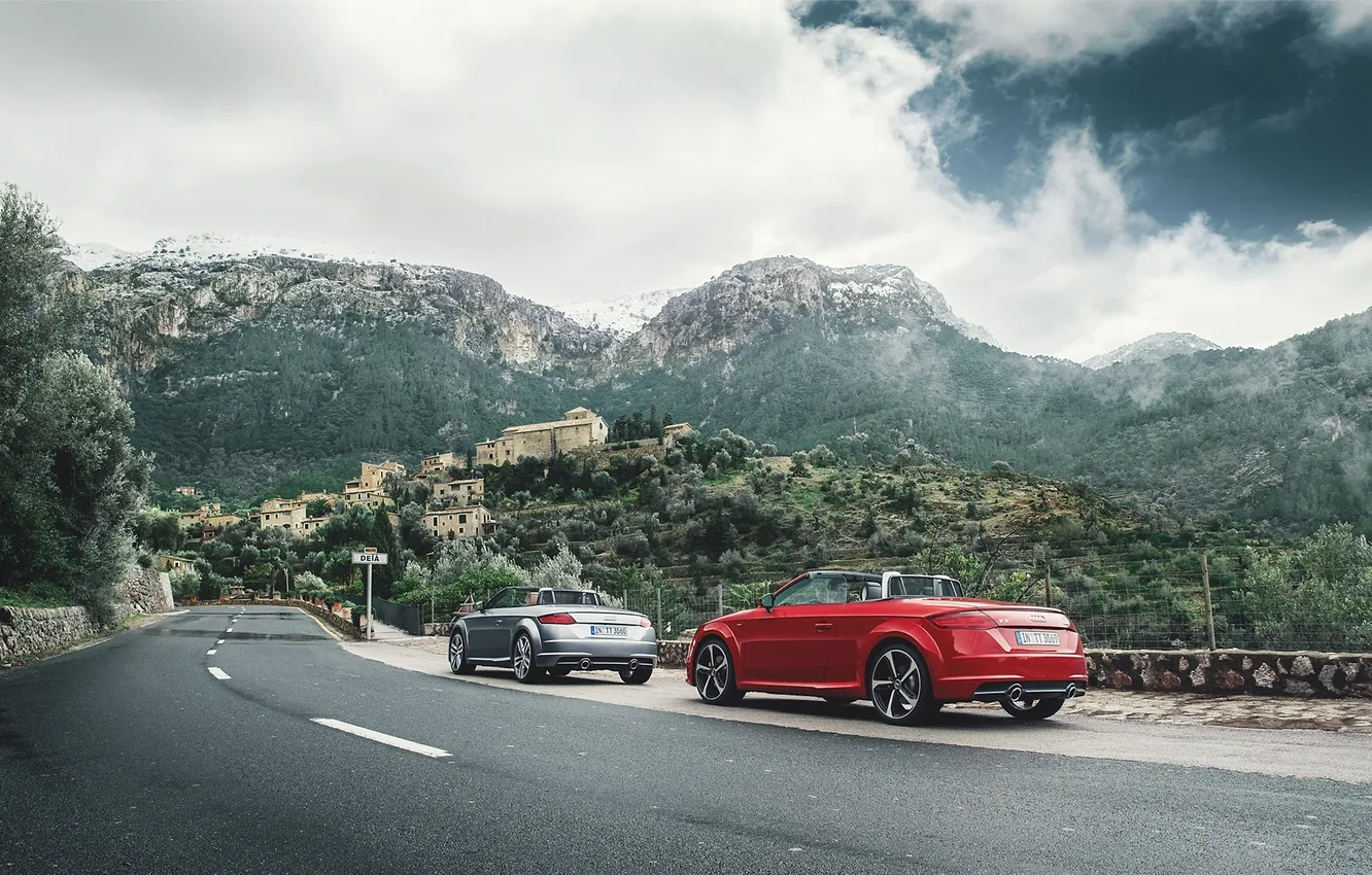 Фото обои Audi, Roadster, Red, Cars, Quattro, Spain, Silver, Rear