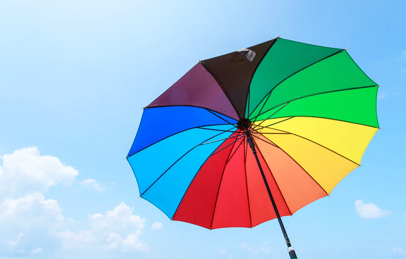 Фото обои небо, цвет, радуга, colors, зонт, colorful, rainbow, umbrella