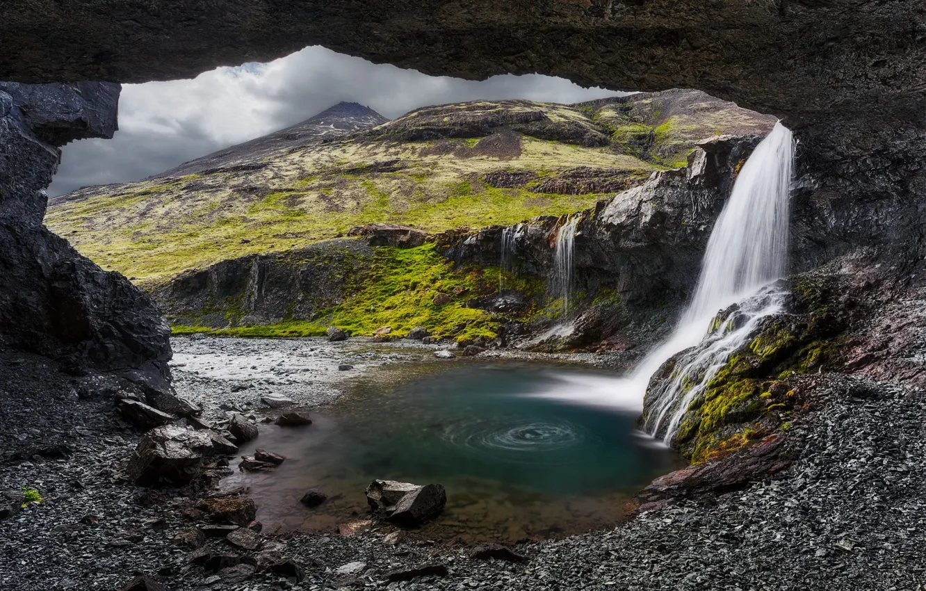 Фото обои водопад, Landscape, Iceland