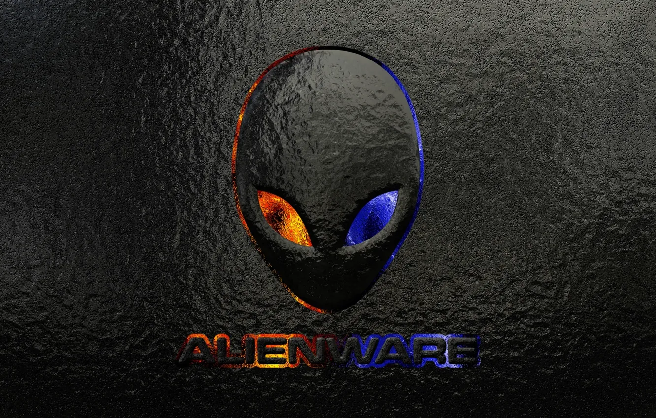 Фото обои надпись, текстура, голова, инопланетянин, бренд, alienware