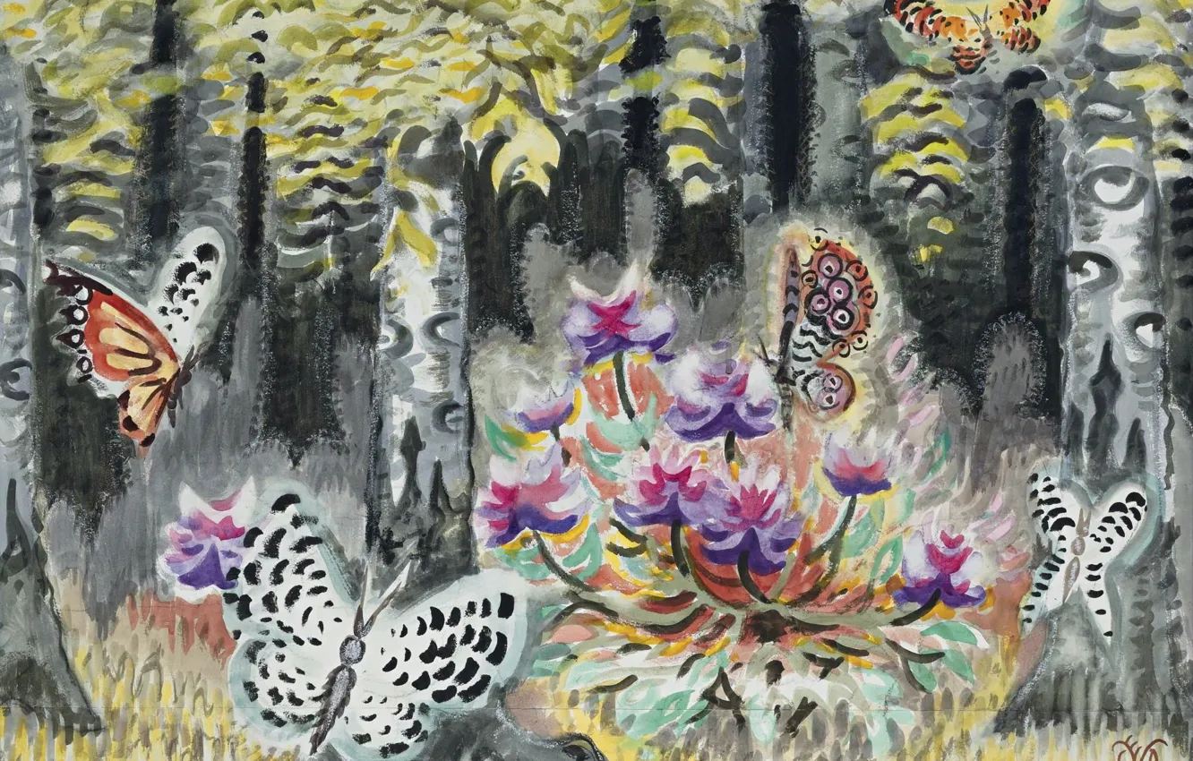 Фото обои 1962, A Dream of Butterflies, Charles Ephraim Burchfield