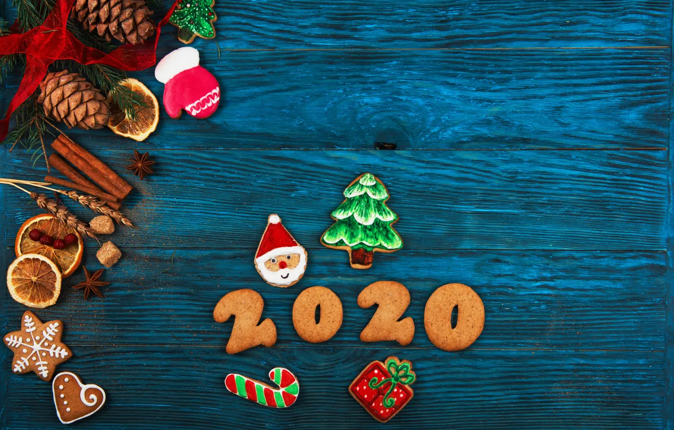 Фото обои праздник, Новый год, композиция, пряности, пряники, 2020