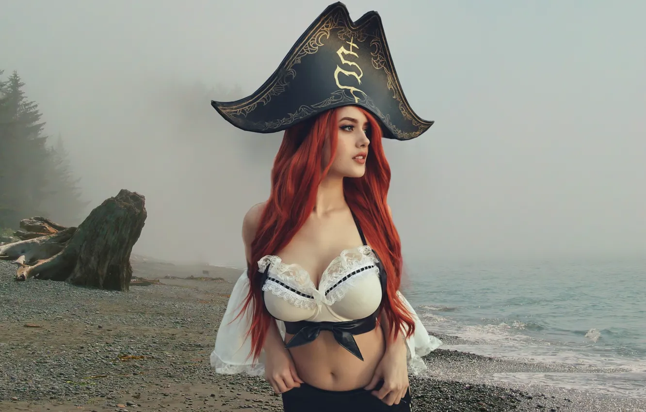 Фото обои девушка, beach, nature, model, women, cosplay, League of Legends, Miss Fortune