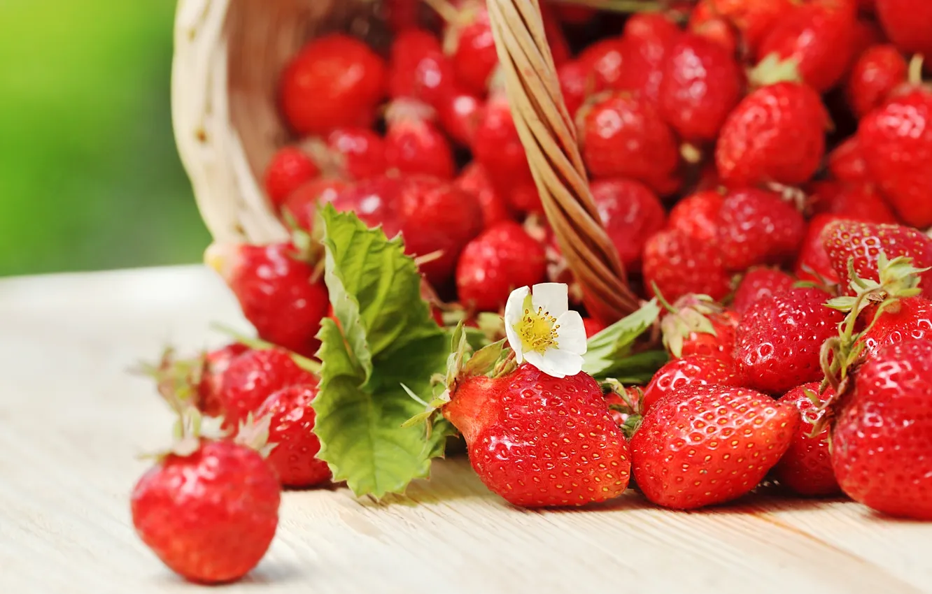 Фото обои ягоды, клубника, красные, корзинка, fresh, спелая, strawberry, berries