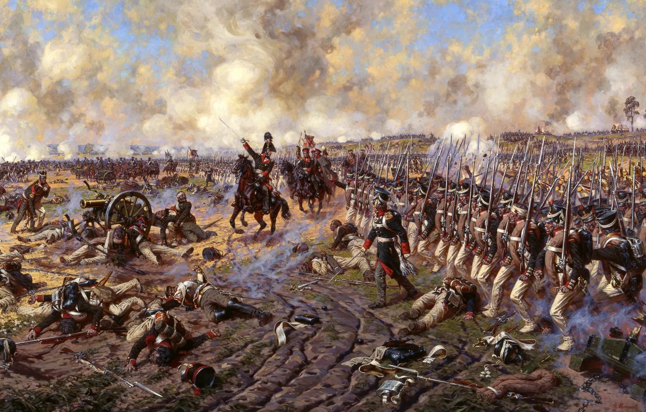 Фото обои масло, картина, холст, художник А. Аверьянов, отечественная война 1812 года