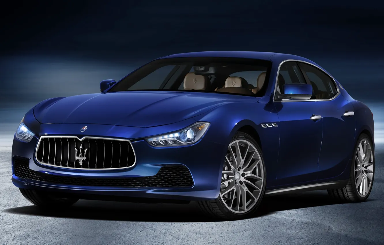 Фото обои синий, Maserati, Мазерати, передок, Ghibli, Гибли