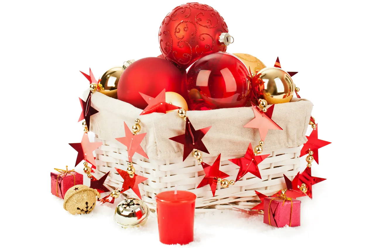 Фото обои украшения, шары, Рождество, Новый год, Christmas, balls, box, New Year