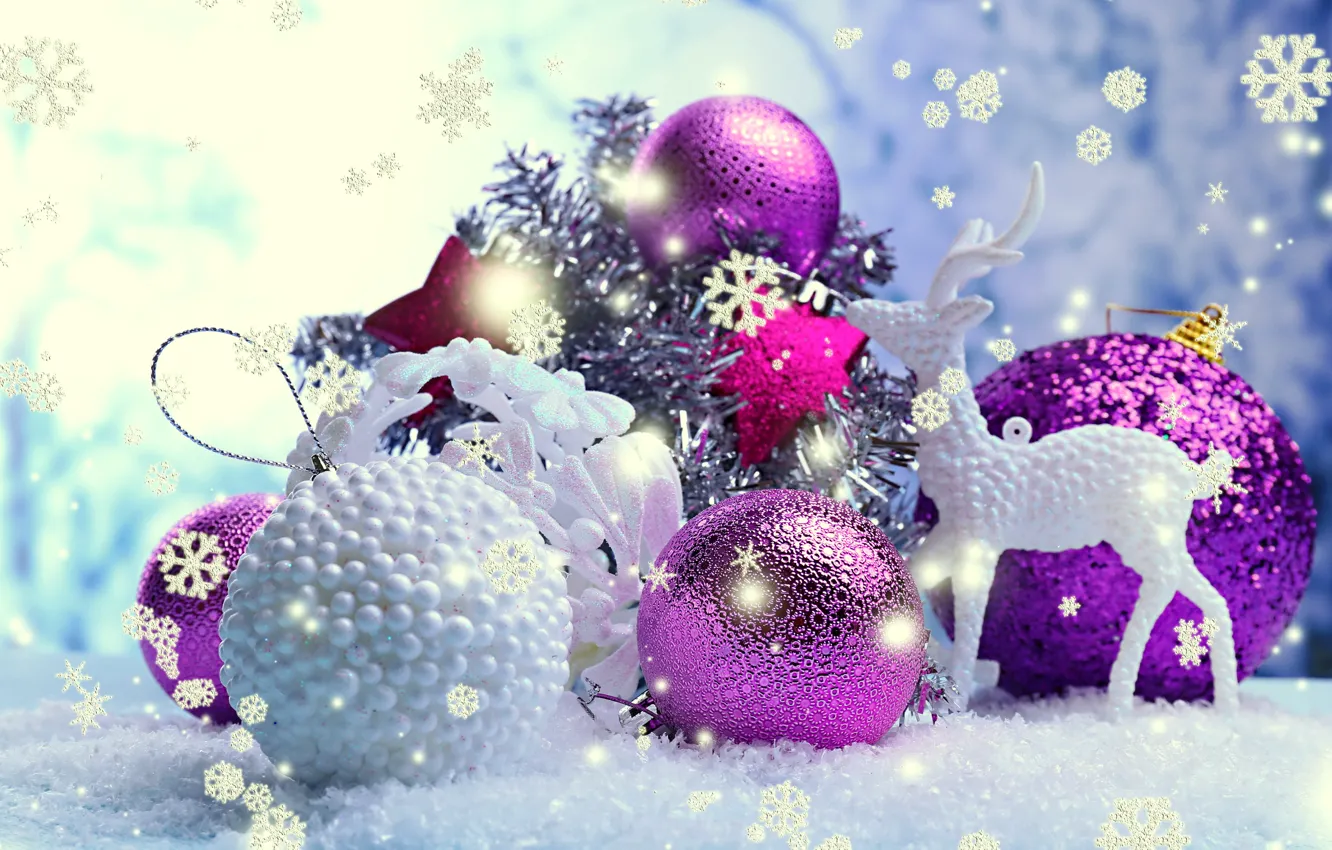 Фото обои украшения, снежинки, шары, Новый Год, Рождество, Christmas, balls, New Year
