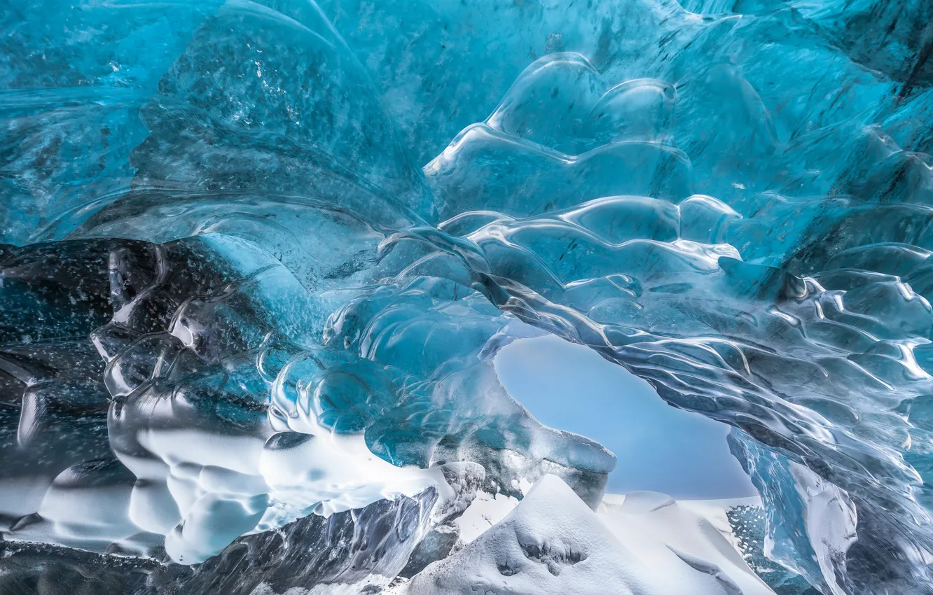 Фото обои лед, Исландия, Национальный парк, ледяная пещера, Скафтафедль