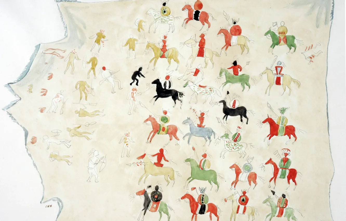 Фото обои 1843, Indian painted buffalo skin, C.H.S Watercolors