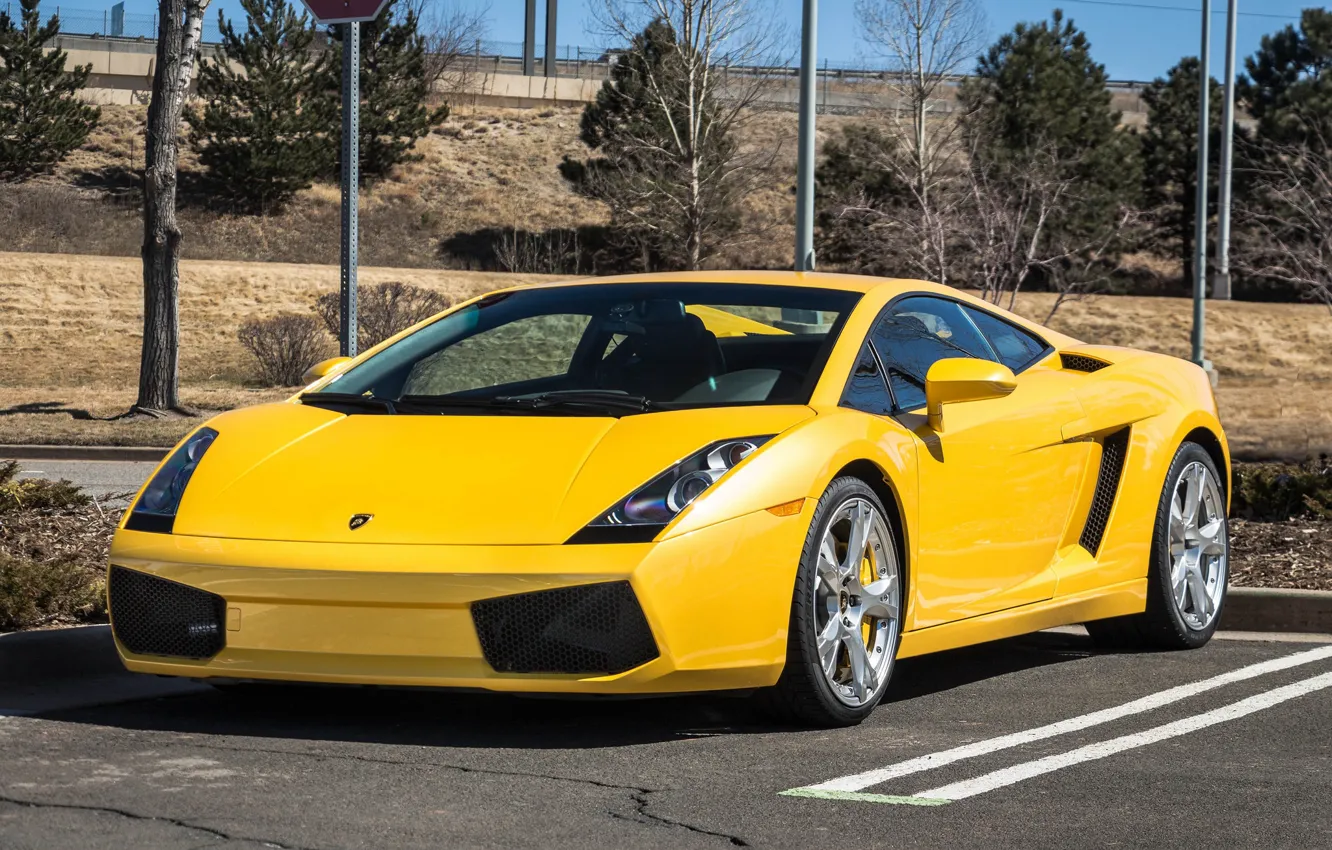 Фото обои Lamborghini, Gallardo, yellow, parking